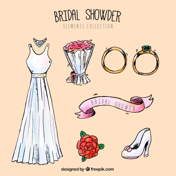 Vector gratuito selección de accesorios de boda decorativos