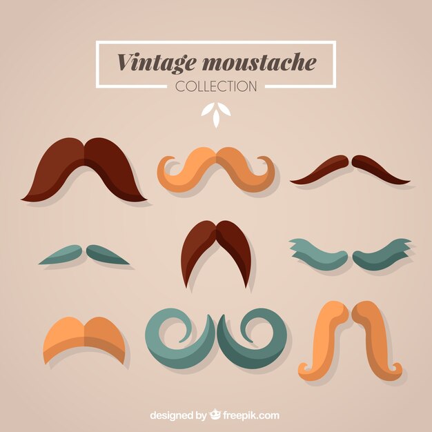 Selección de bigotes vintage en diferentes colores