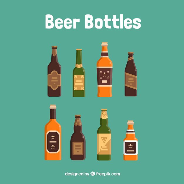 Selección de botellas de cerveza coloridas