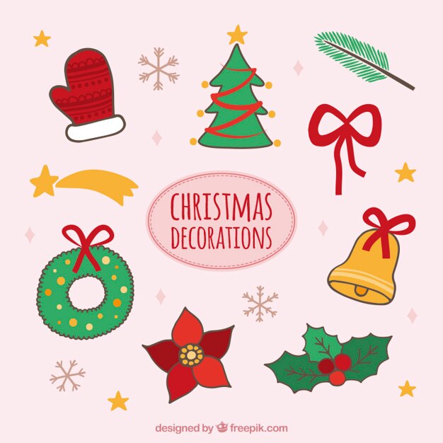 Selección de decoración dibujada a mano increíble para navidad