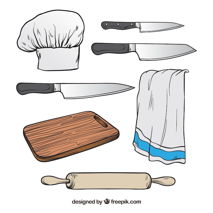 Vector gratuito selección de elementos de chef dibujados a mano