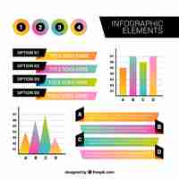 Vector gratuito selección de elementos en diseño plano preparados para infografías