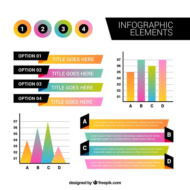 Selección de elementos en diseño plano preparados para infografías