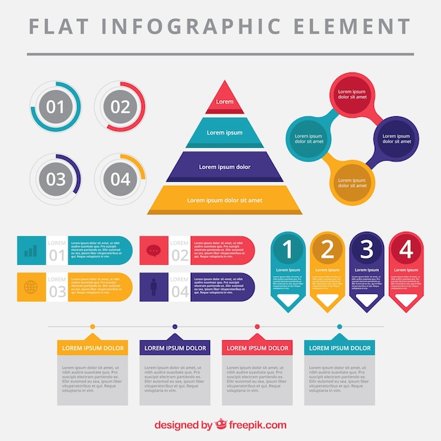Selección de elementos infográficos fantásticos en diseño plano