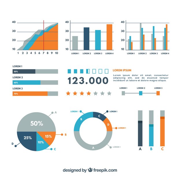 Selección de elementos infográficos planos