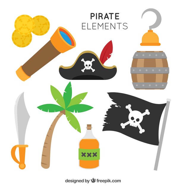 Selección de elementos pirata planos