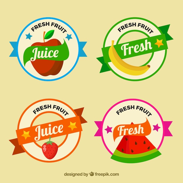 Vector gratuito selección de etiquetas de frutas redondas