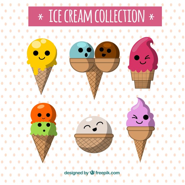 Selección fantástica de seis personajes de helado