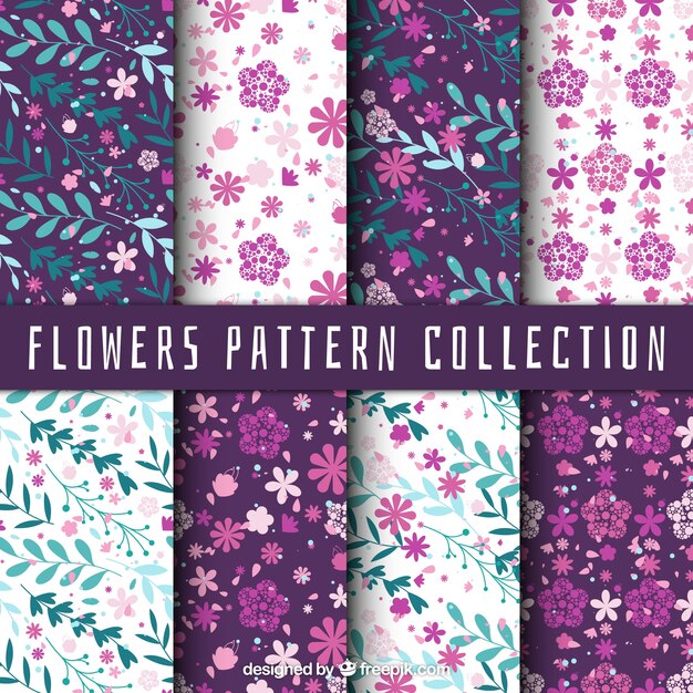 Selección de fantásticos patrones con flores y hojas