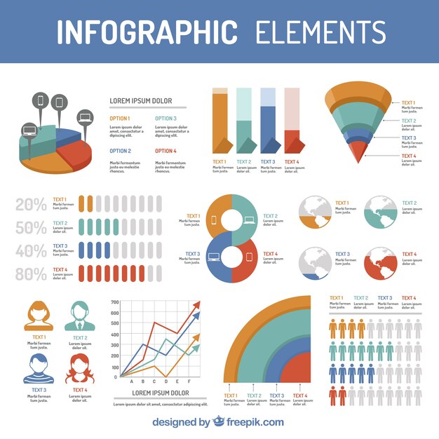 Selección de gráficos coloridos para infografías