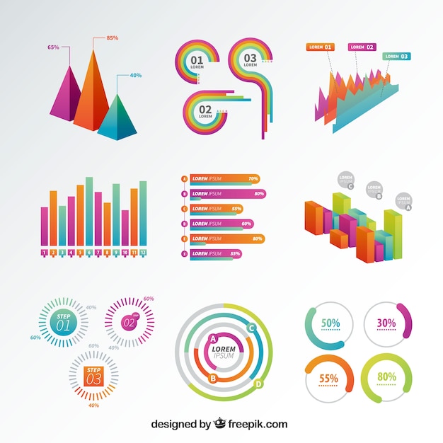 Selección de gráficos infográficos de colores