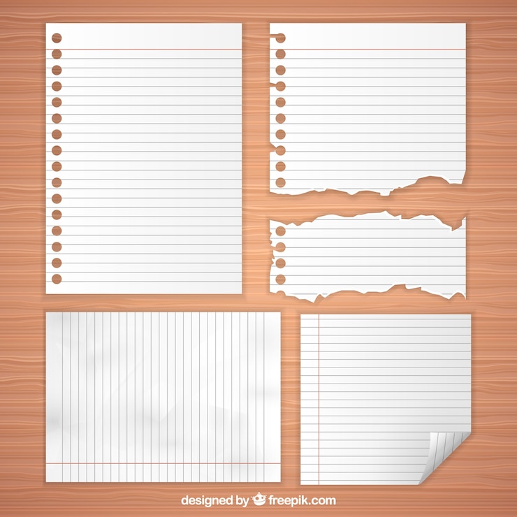 Vector gratuito selección de hojas de papel en blanco con diferentes tamaños