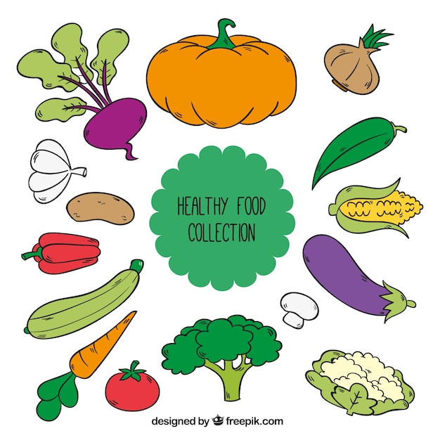Vector gratuito selección de hortalizas dibujadas a mano