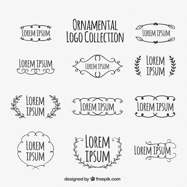 Vector gratuito selección de logos ornamentales dibujados a mano