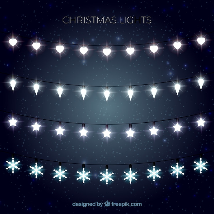 Vector gratuito selección de luces de navidad iluminadas