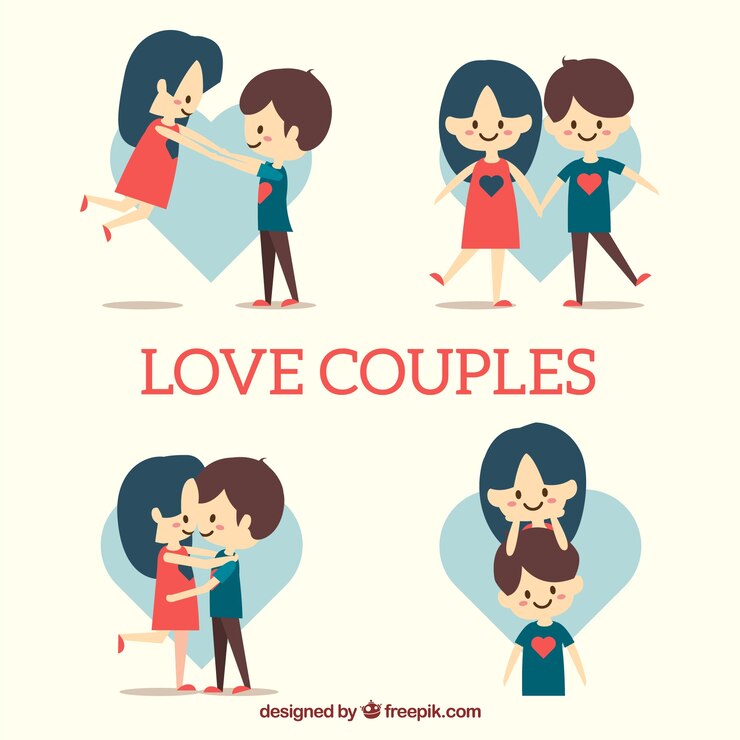 Vector gratuito selección de pareja sonriente con corazón azul de fondo