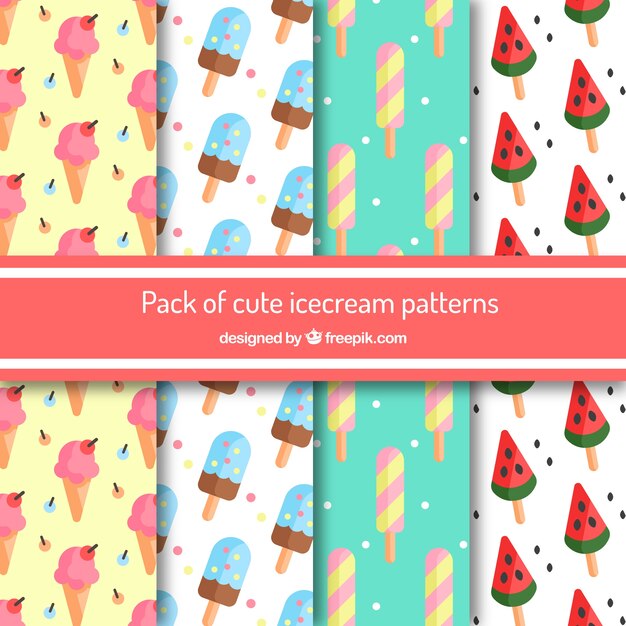 Selección de patrones de colores con helados deliciosos