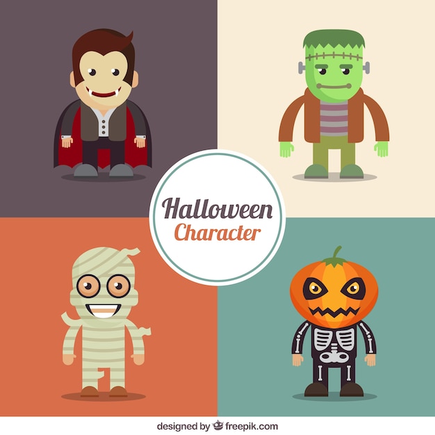 Selección de personajes de halloween sonrientes