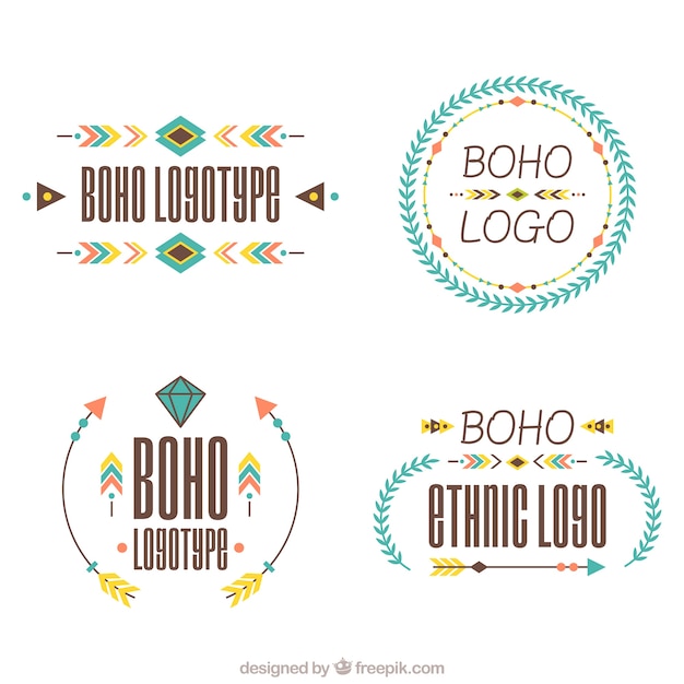 Selección plana de logos étnicos