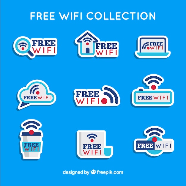 Selección plana de pegatinas wifi