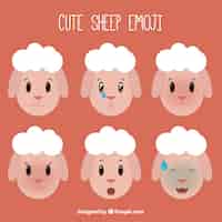 Vector gratuito selección de seis emoticonos de oveja