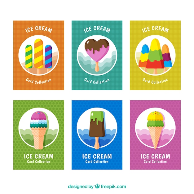 Vector gratuito selección de tarjetas de helados fantásticas