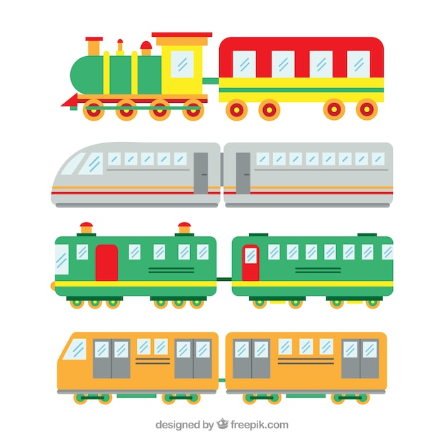 Selección de trenes de juguete con diseños lindos