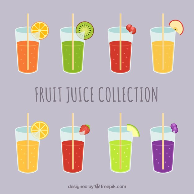 Selección de vasos con zumos de fruta