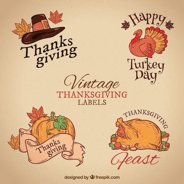 Vector gratuito selection of different thanksgiving tags in warm colors