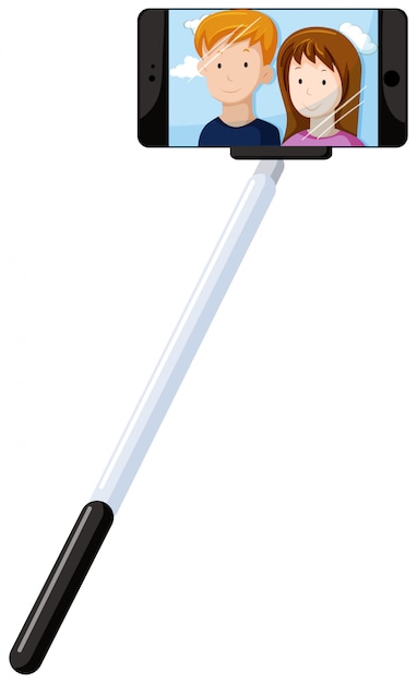 Vector gratuito selfie stick y teléfono móvil