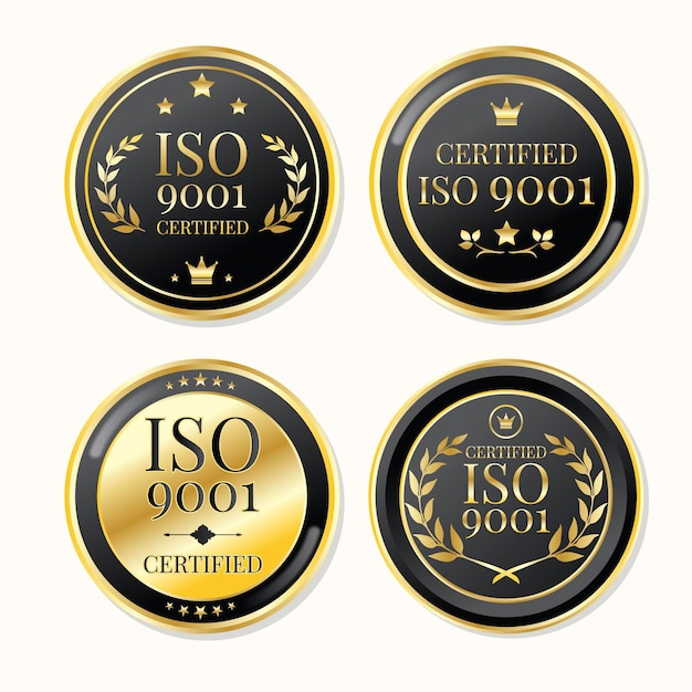 Sello de certificación iso oro de lujo