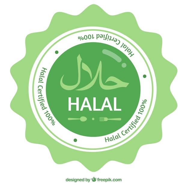 Vector gratuito sello de comida halal moderno con diseño plano