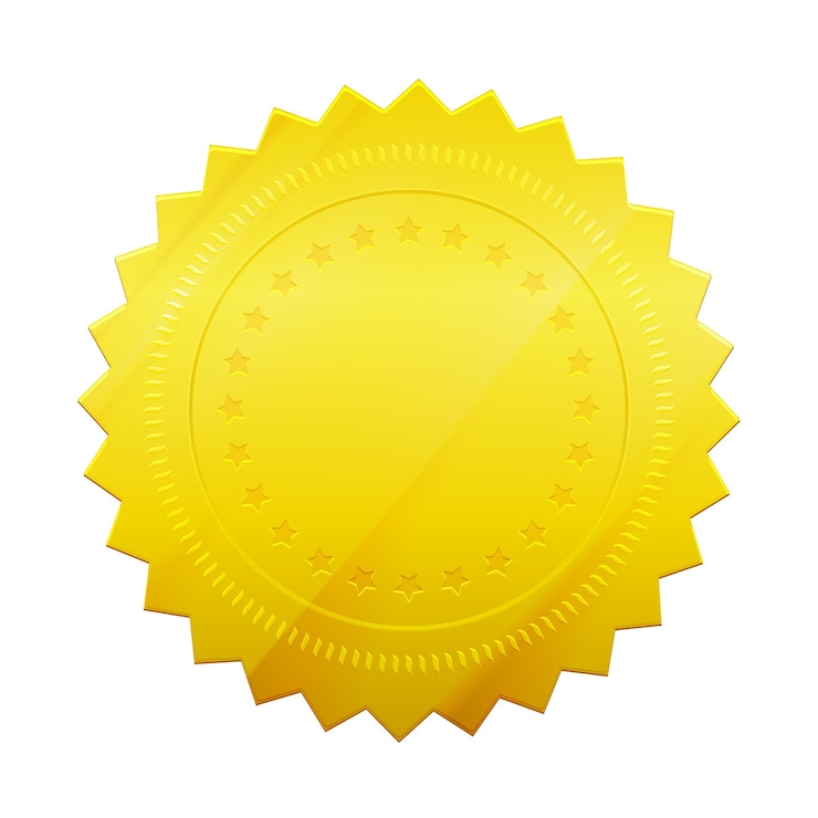 Vector gratuito sello de token de oro en blanco aislado