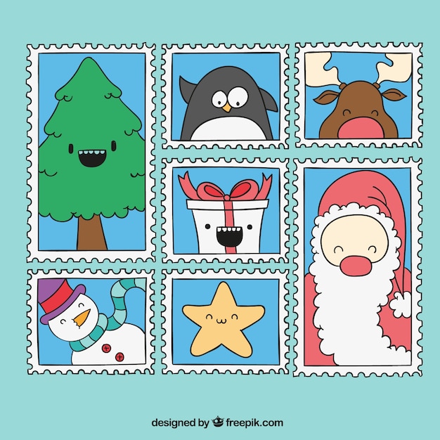 Vector gratuito sellos de la navidad colección