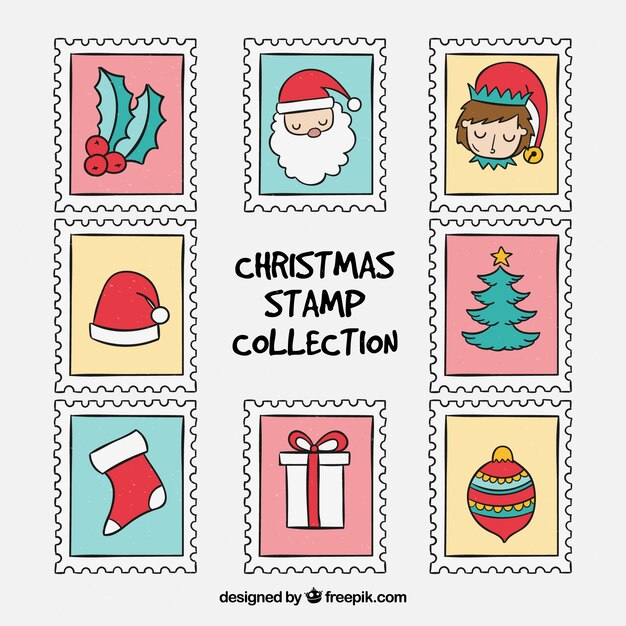 Sellos de navidad dibujados a mano