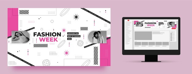 Semana de la moda de diseño plano arte del canal de youtube