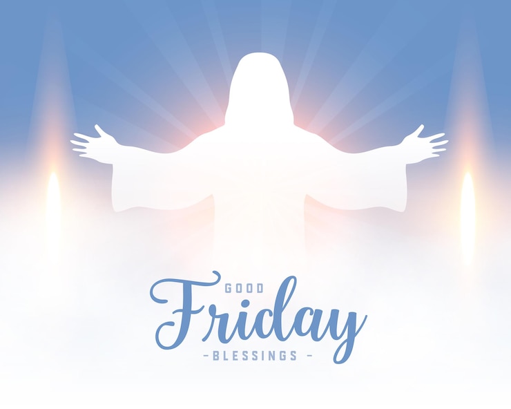 Vector gratuito semana santa, viernes santo, bendición de fondo con efecto de luz.