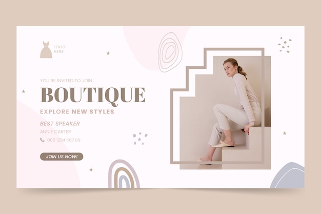 Vector gratuito seminario web de boutique minimalista de diseño plano