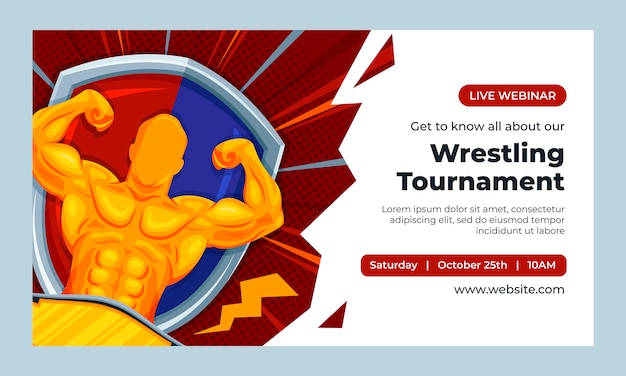 Seminario web de campeonato de lucha libre dibujado a mano