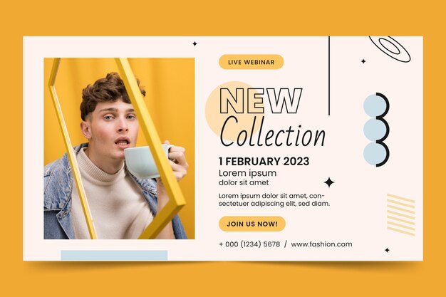 Seminario web de colección de moda de diseño plano