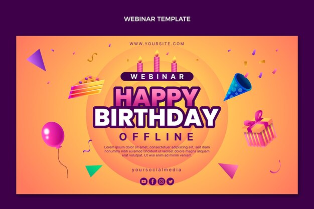 Seminario web de cumpleaños colorido degradado