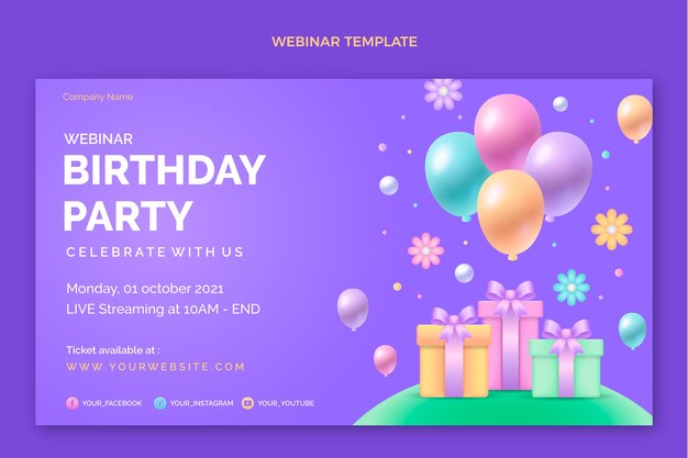 Seminario web de cumpleaños colorido degradado