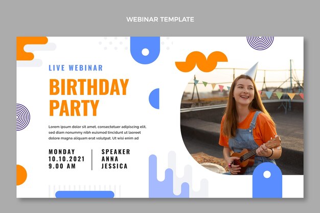 Seminario web de cumpleaños mínimo de diseño plano