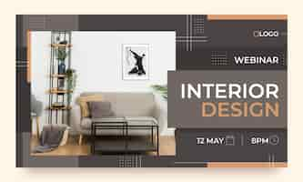 Vector gratuito seminario web de diseño de interiores minimalista de diseño plano