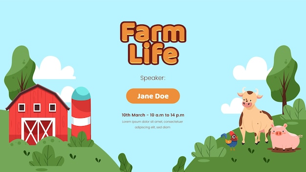 Seminario web de estilo de vida de granja dibujado a mano