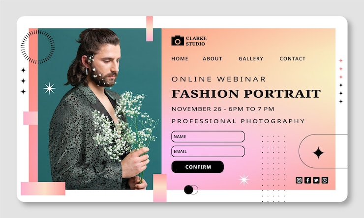 Vector gratuito seminario web de estudio de fotografía degradado