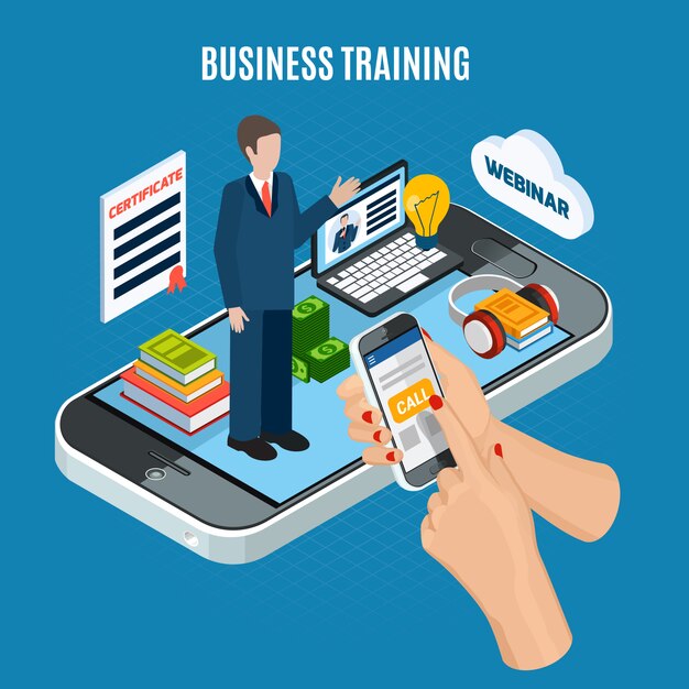 Seminario web isométrico de formación empresarial