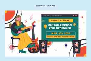 Vector gratuito seminario web de lecciones de guitarra de diseño plano dibujado a mano