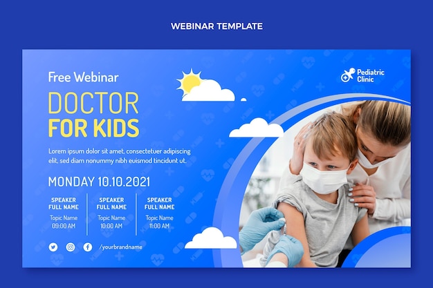 Vector gratuito seminario web médico gradiente para niños