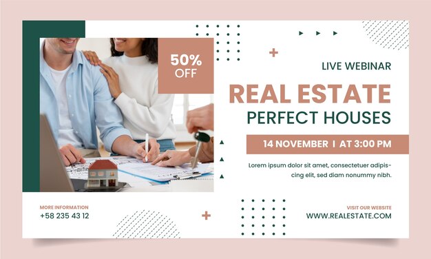 Seminario web de negocios inmobiliarios de diseño plano